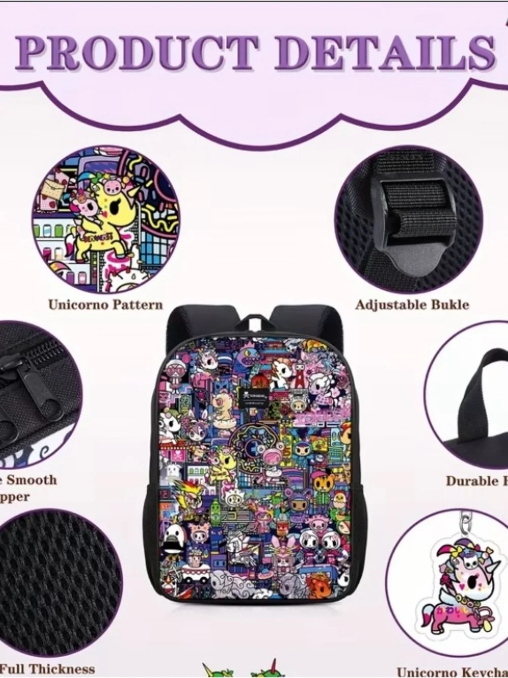 tokidoki Kids Black Character Print Backpack Set - Black